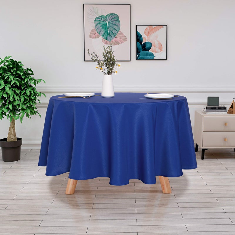 sancua Round Tablecloth - 90 Inch - Water Resistant Spill Proof Washable Polyester Table Cloth Decorative Fabric Table Cover for Dining Tables, Buffet Parties and Camping, Blue - Image 3